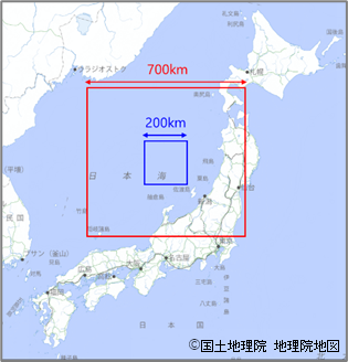 図 4 200kmと700kmのサイズ感